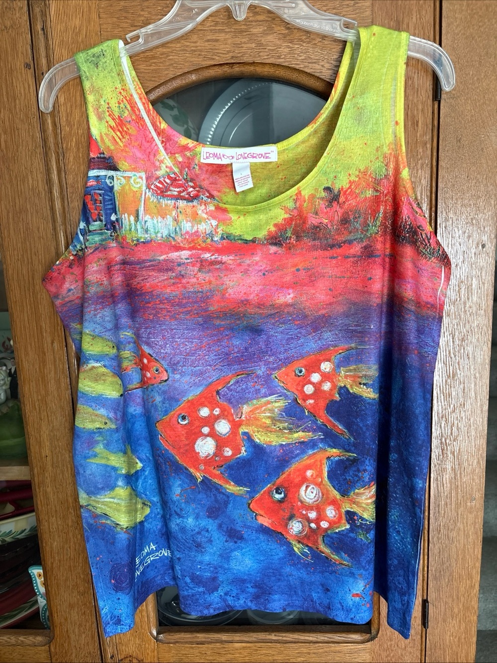 Leoma Lovegrove Colorful Fish Print Tank Top in Multi-Color Wearable Art